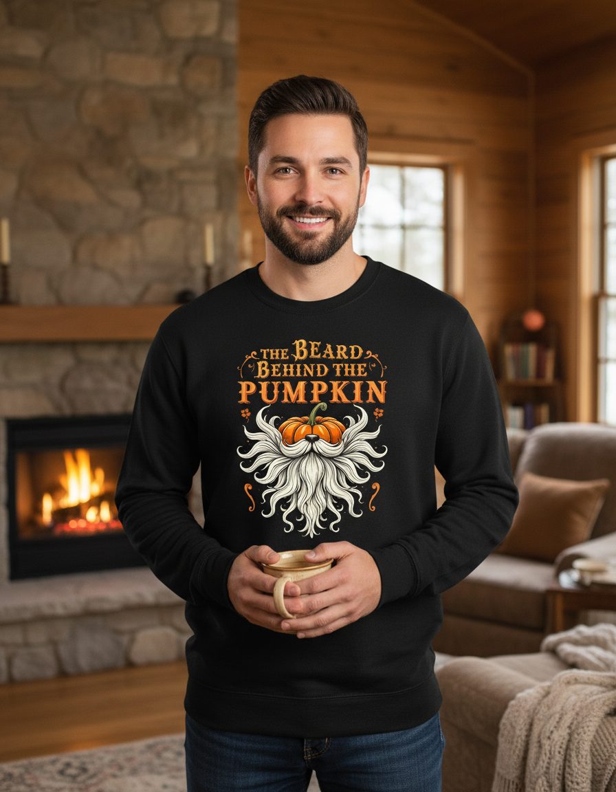 The Beard Behind the Pumpkin bearded dad Sweatshirt Black lifestyle mockup