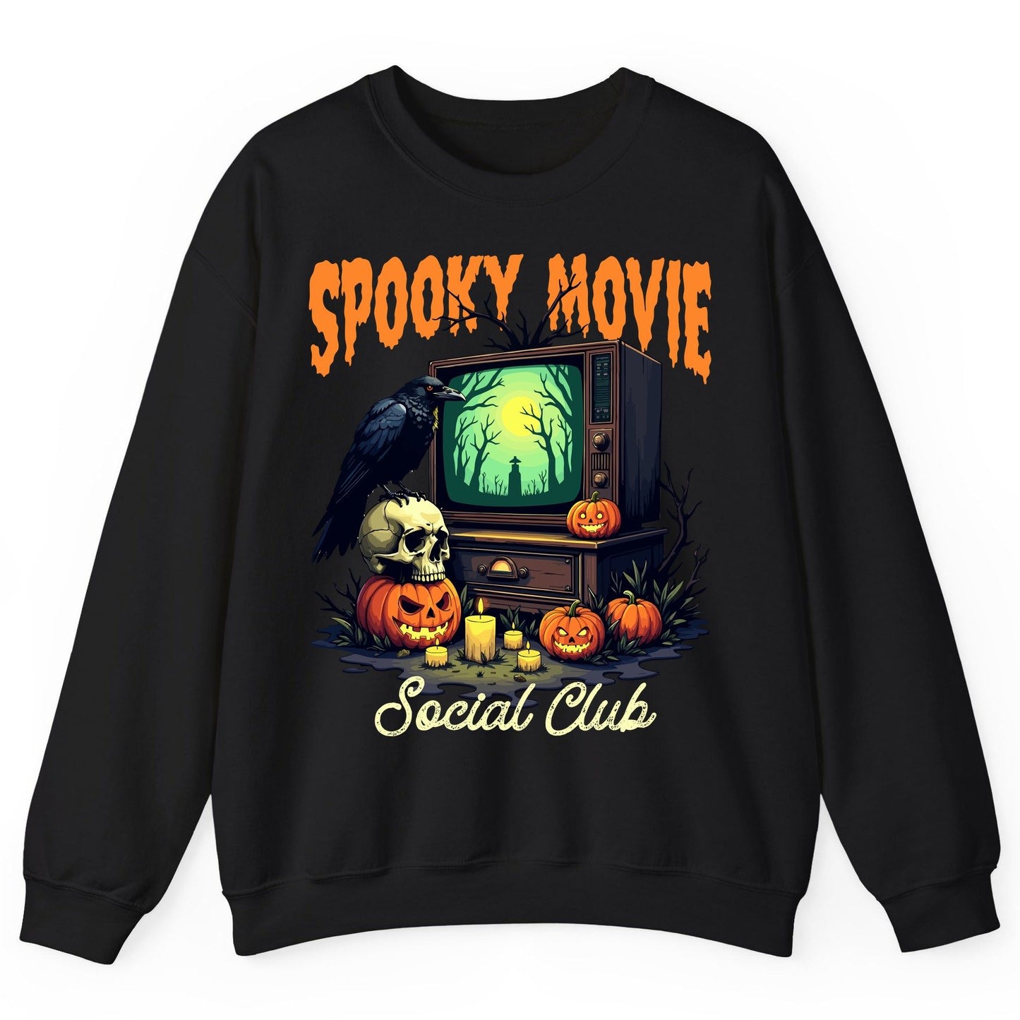 Spooky Movie Social Club Halloween Sweatshirt Black product mockup