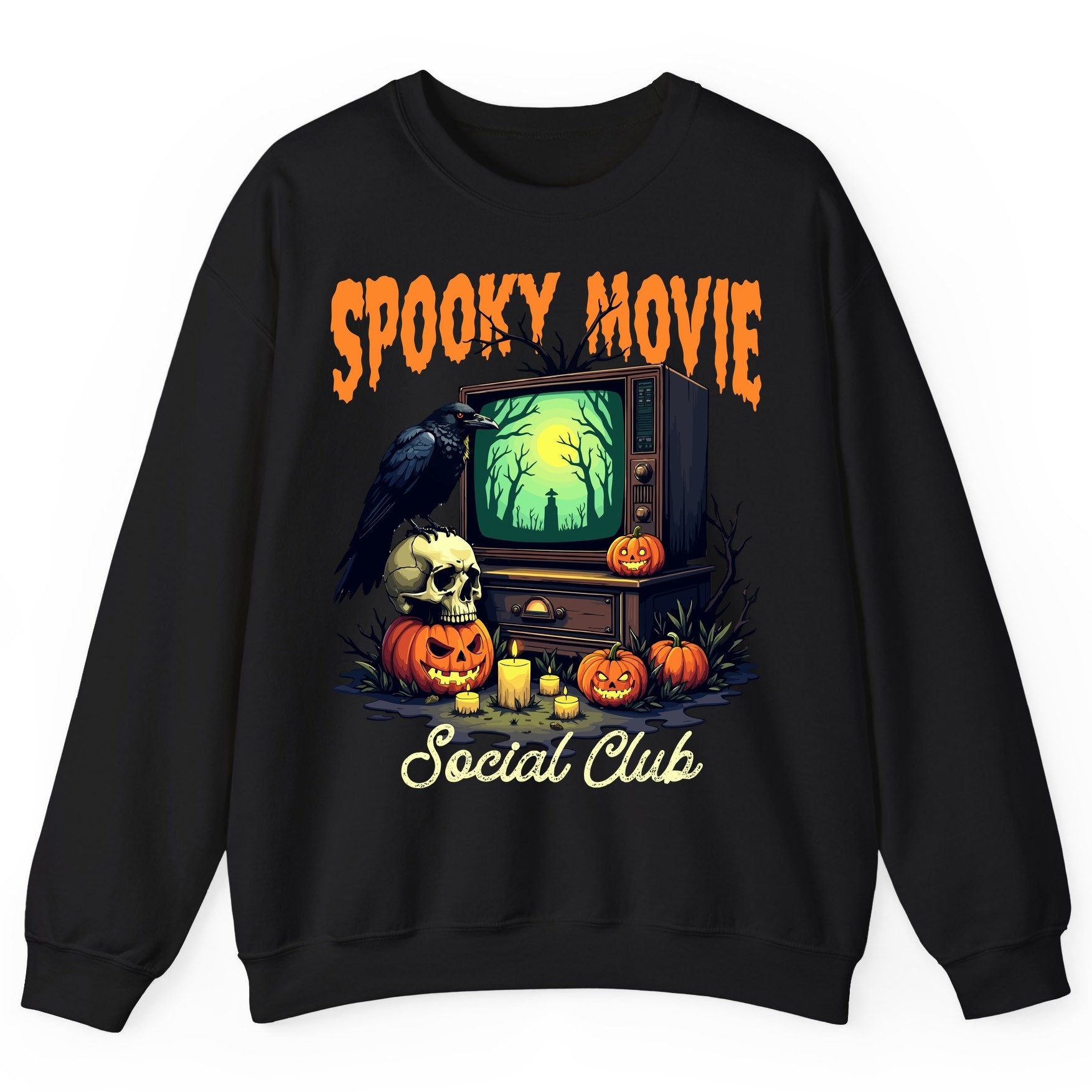 Spooky Movie Social Club Halloween Sweatshirt Black product mockup