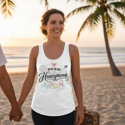 Our Greatest Journey Honeymoon Newlyweds Tank Top - lifestyle model mockup - White