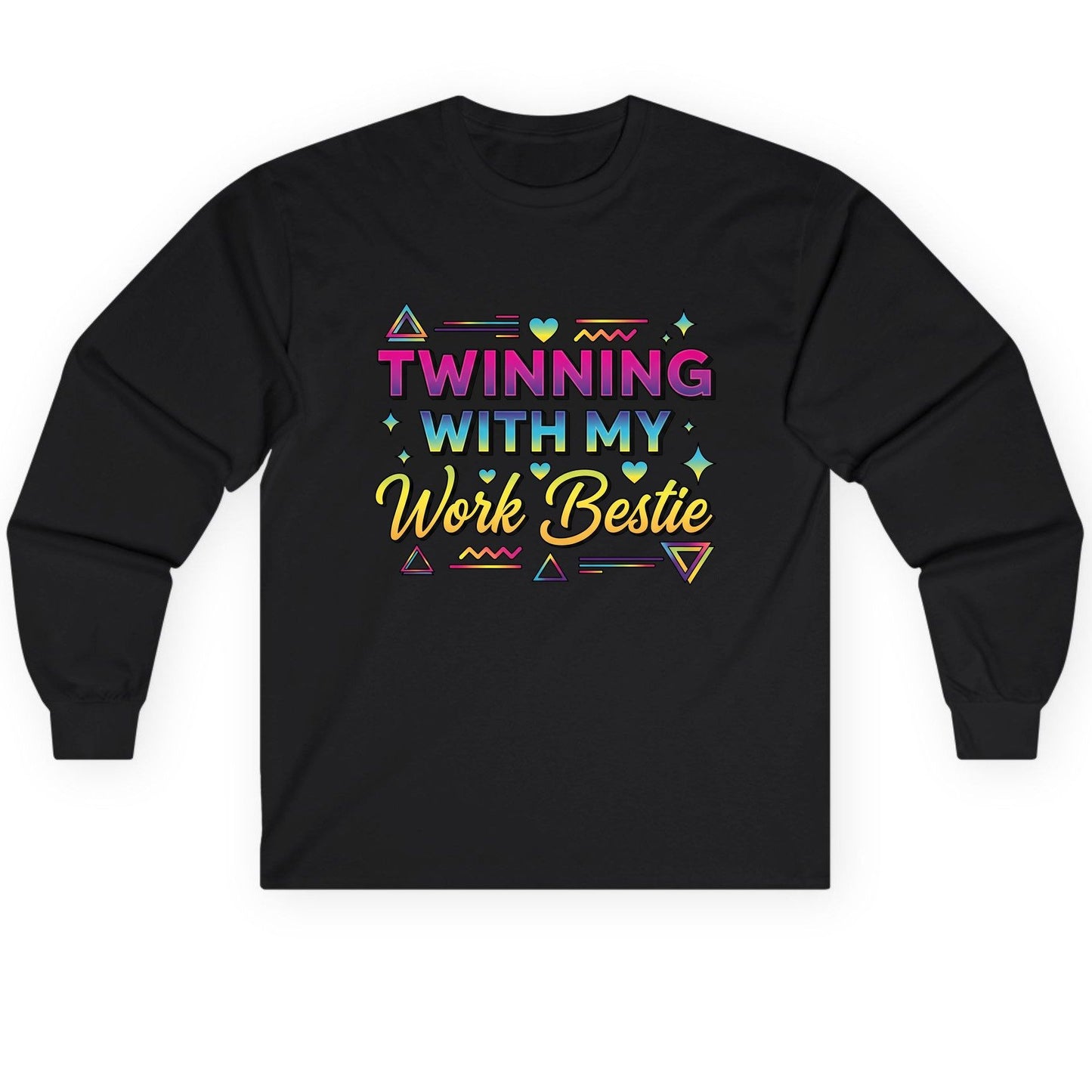 Twinning with My Work Bestie work bestie Long Sleeve Tee Black product mockup