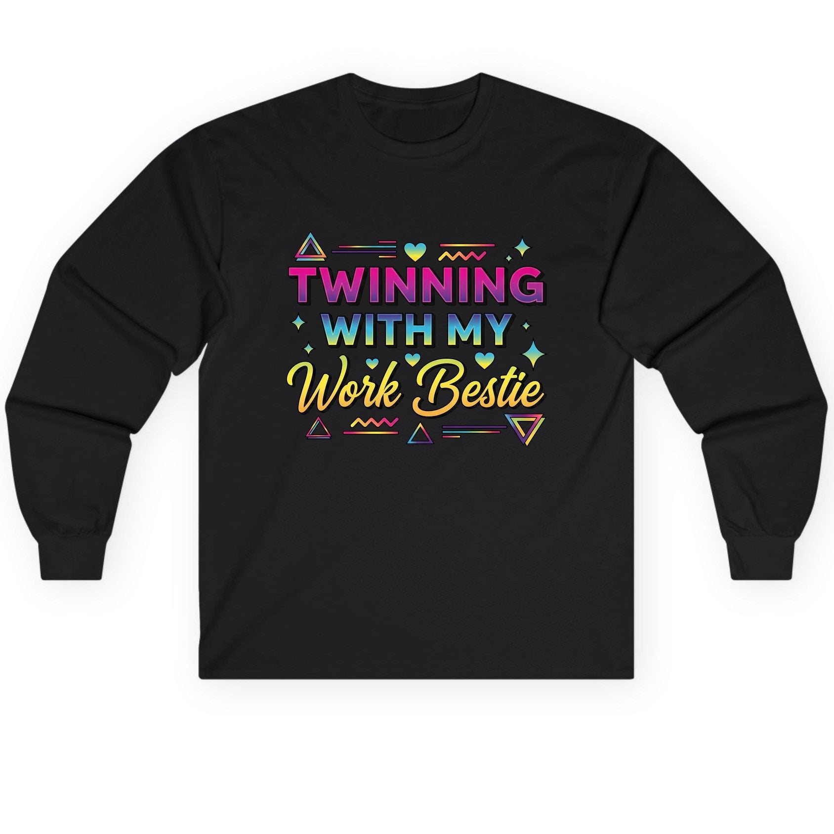 Twinning with My Work Bestie work bestie Long Sleeve Tee Black product mockup