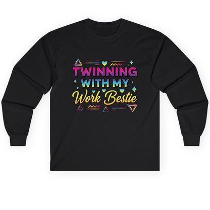 Twinning with My Work Bestie work bestie Long Sleeve Tee Black product mockup