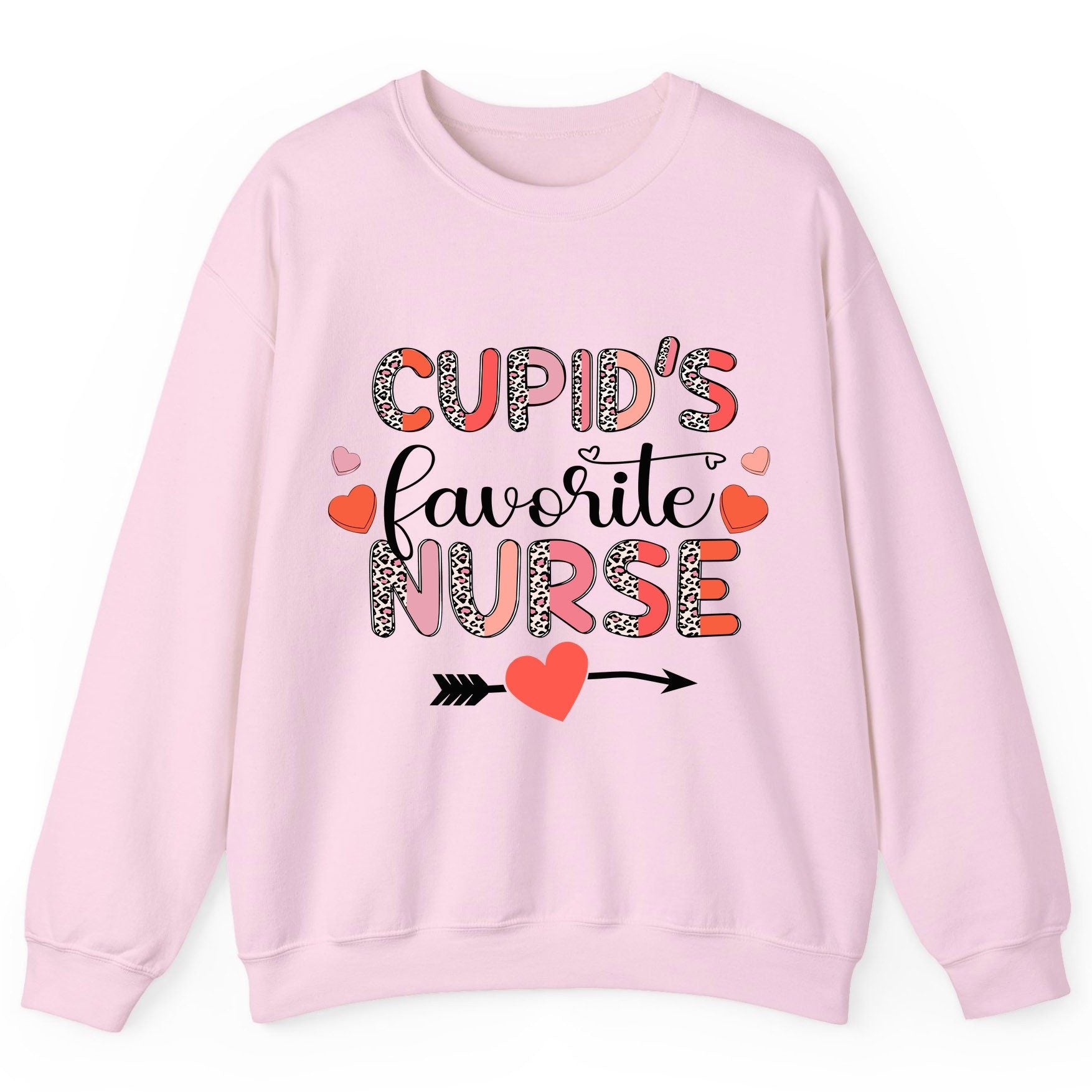 Cupid's Favorite Nurse nurse Sweatshirt Light Pink product mockup