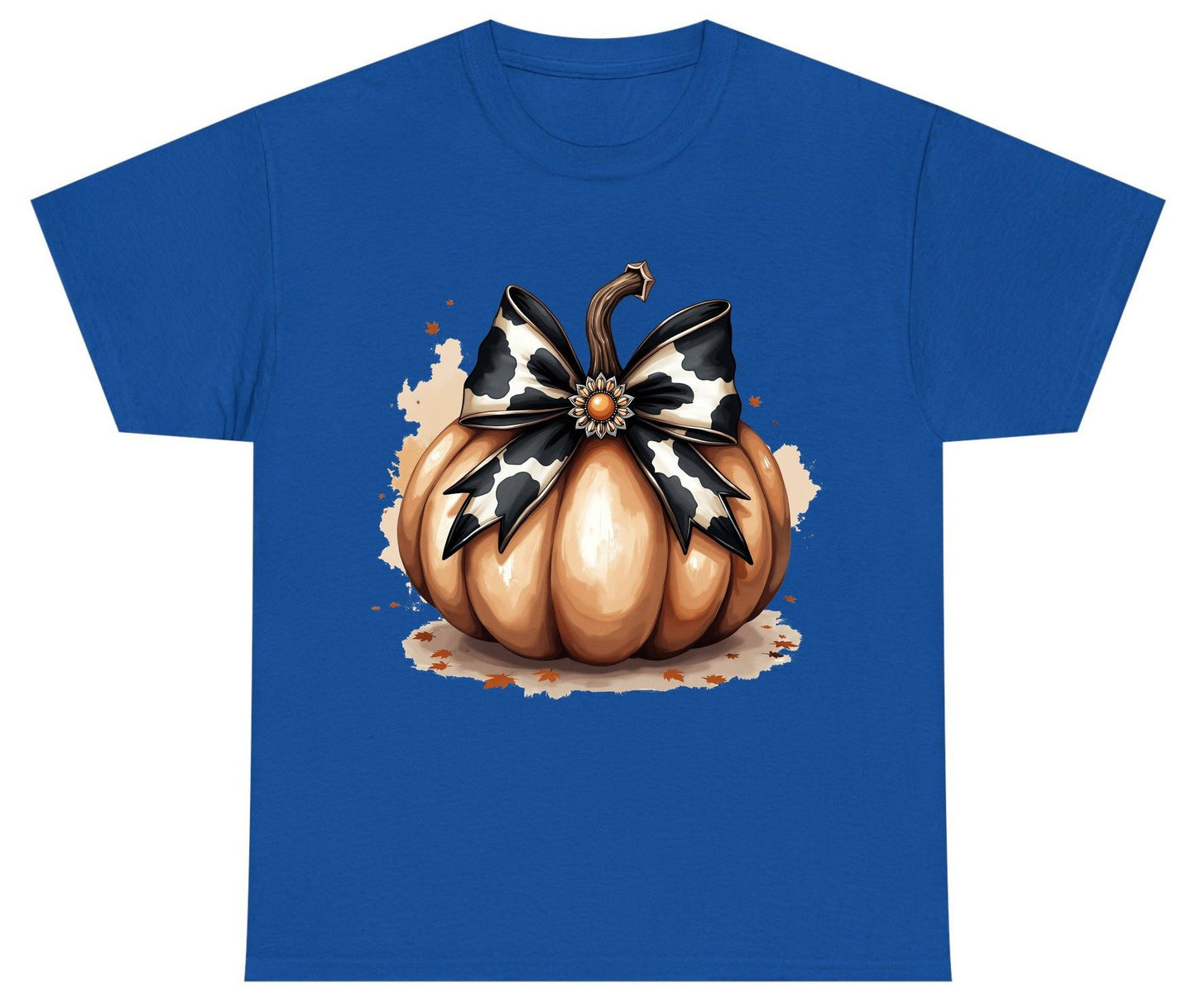 Cow Print Bow Pumpkin pumpkin Youth T-Shirt Royal product mockup