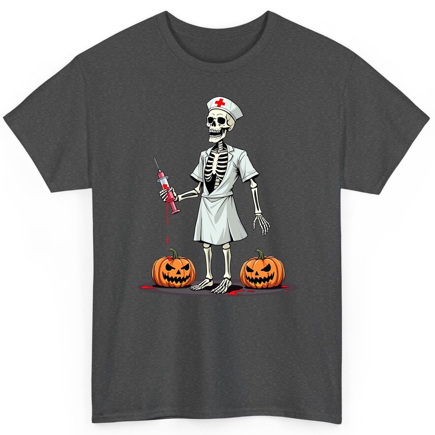 Spooky Skeleton Nurse Halloween skeleton nurse T-Shirt Dark Heather product mockup