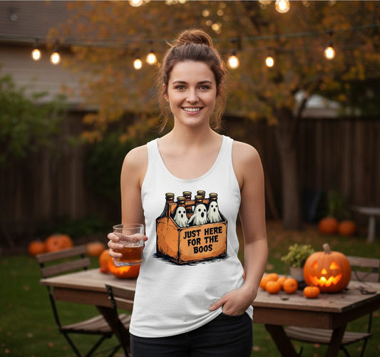 Just Here for the Boos Halloween Tank Top White lifestyle mockup