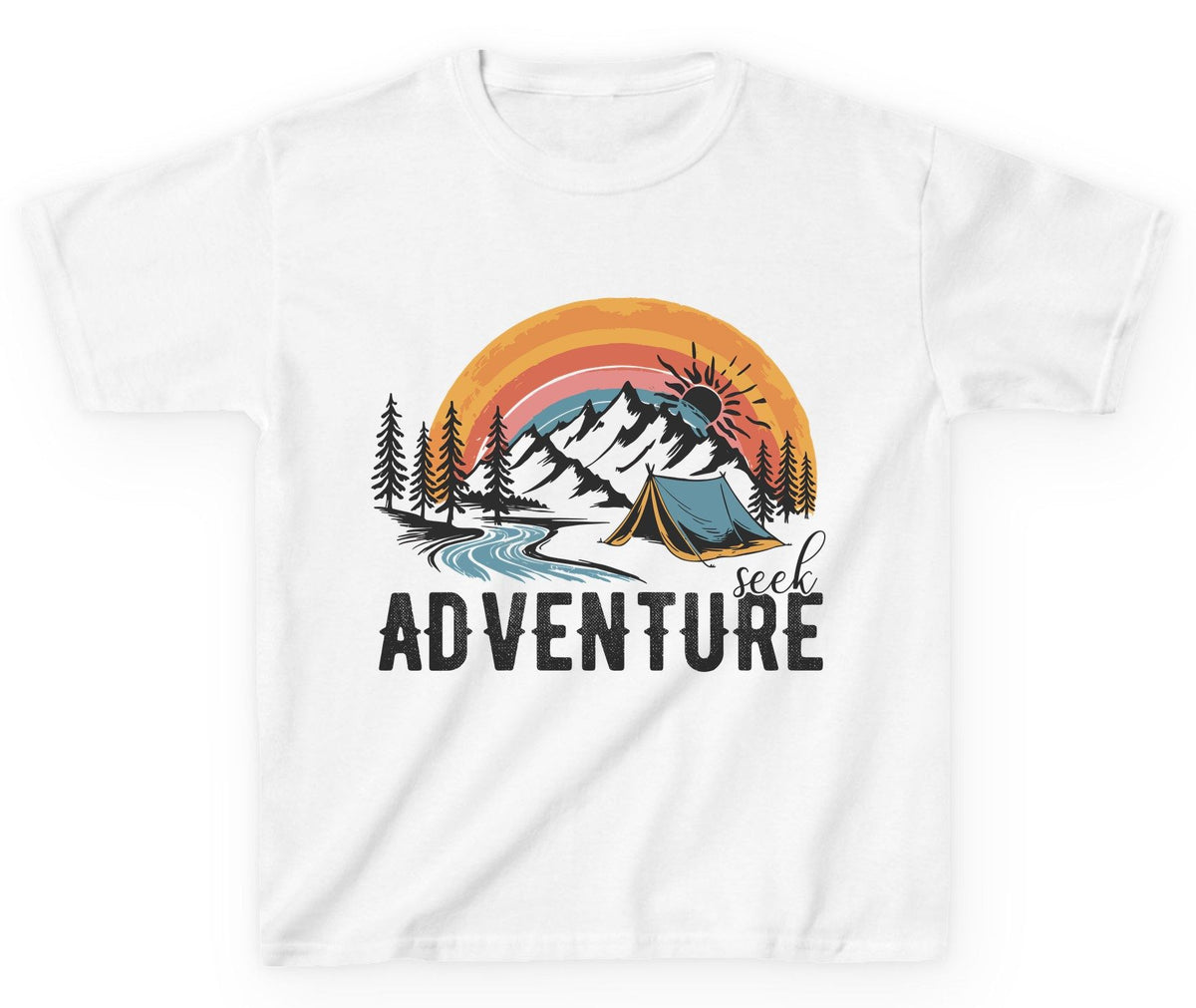 Seek Adventure camping Youth T-Shirt White product mockup