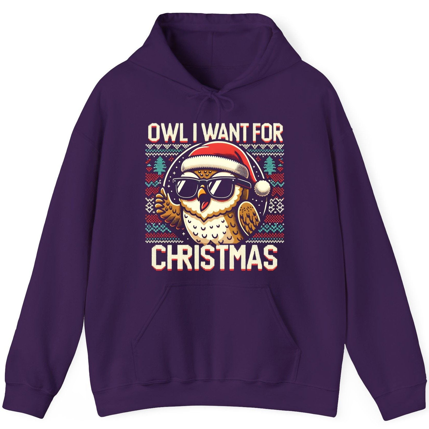 Owl I Want for Christmas Christmas owl Hoodie Purple product mockup