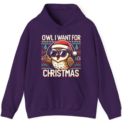 Owl I Want for Christmas Christmas owl Hoodie Purple product mockup