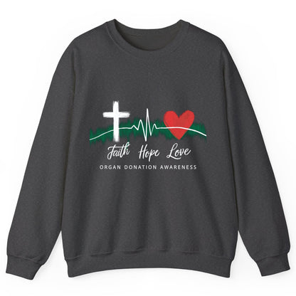 Faith Hope Love Organ Donation Awareness organ donation awareness Sweatshirt Dark Heather product mockup