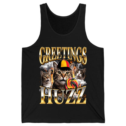 Greetings HUZZ Funny Cats Tank Top - product mockup - Black