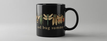Sad Bug Summer Vintage Insects Black Mug - product mockup - Black