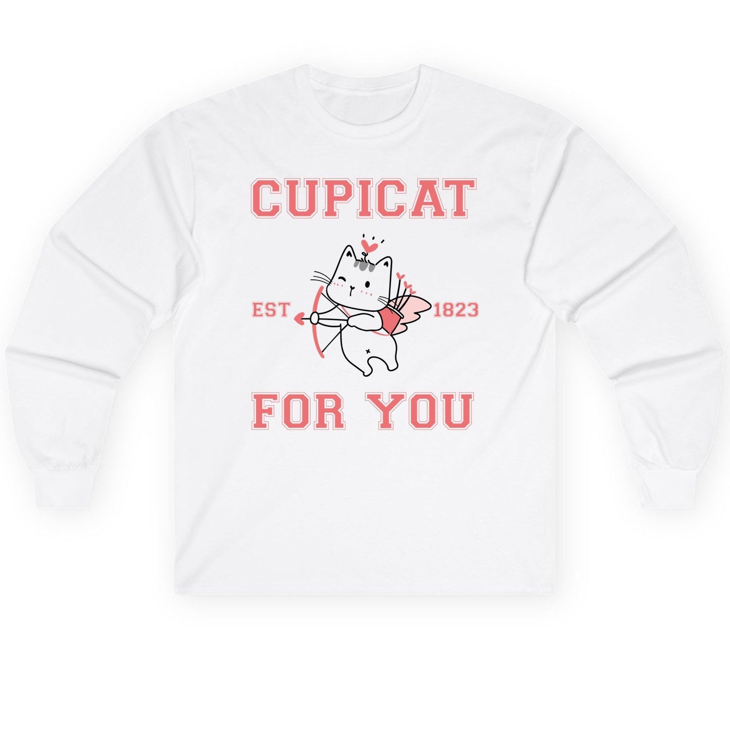 Cupicat Est 1823 for You cupid cat Long Sleeve Tee White product mockup