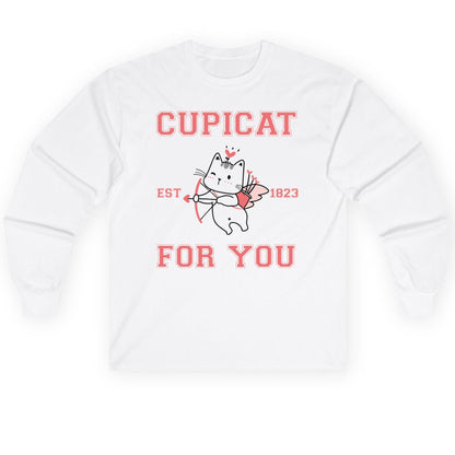 Cupicat Est 1823 for You cupid cat Long Sleeve Tee White product mockup