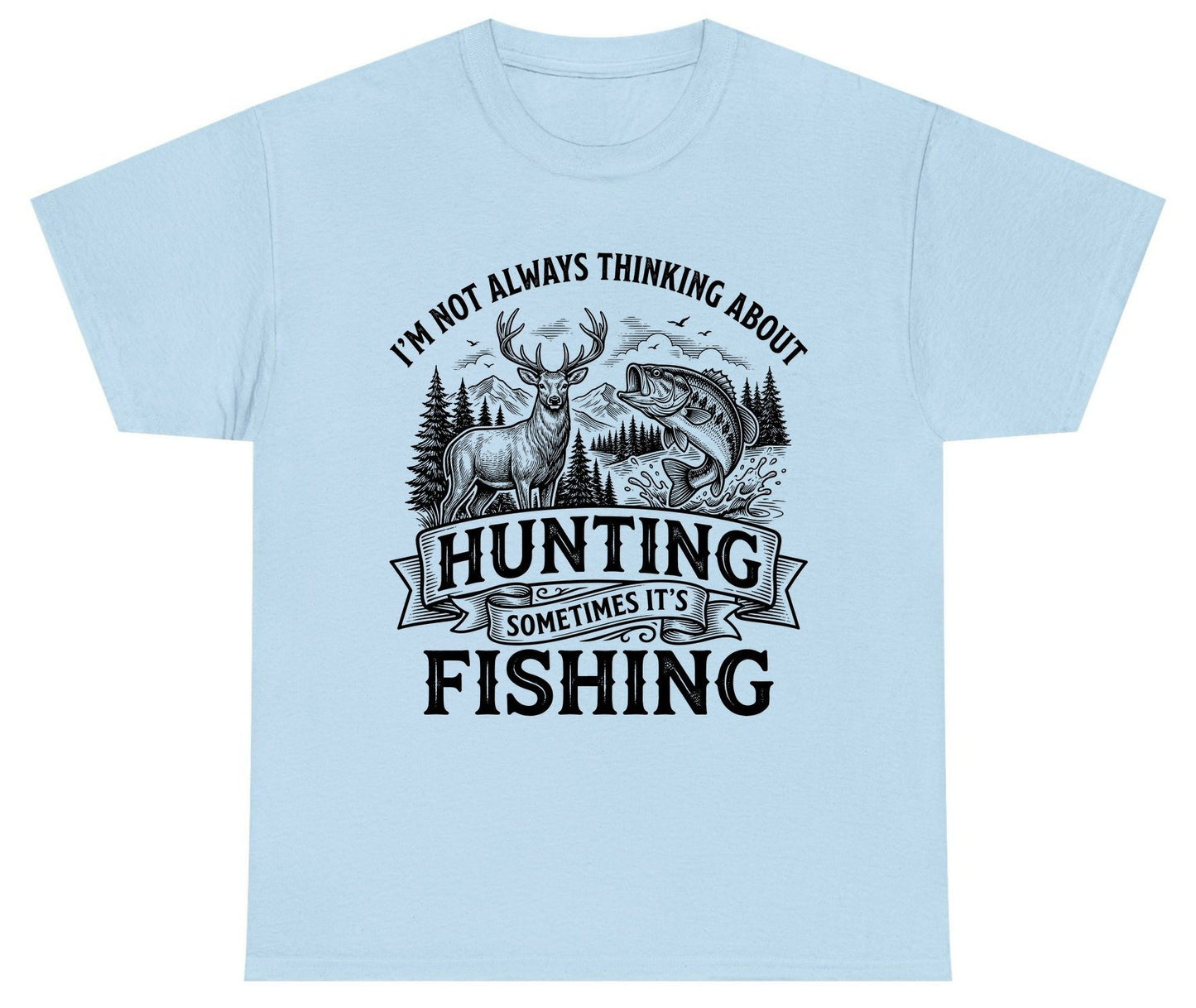 I'm Not Always Thinking About Hunting Sometimes It's Fishing hunting and fishing Youth T-Shirt Light Blue product mockup
