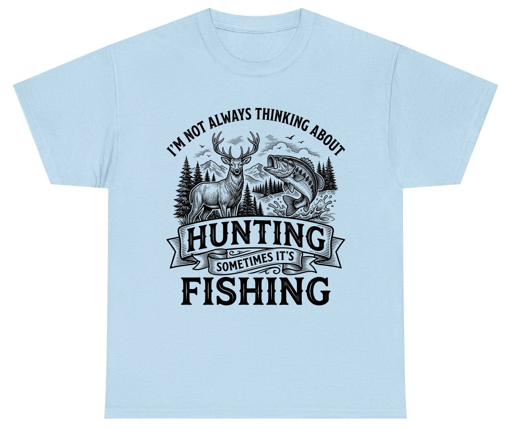 I'm Not Always Thinking About Hunting Sometimes It's Fishing hunting and fishing Youth T-Shirt Light Blue product mockup