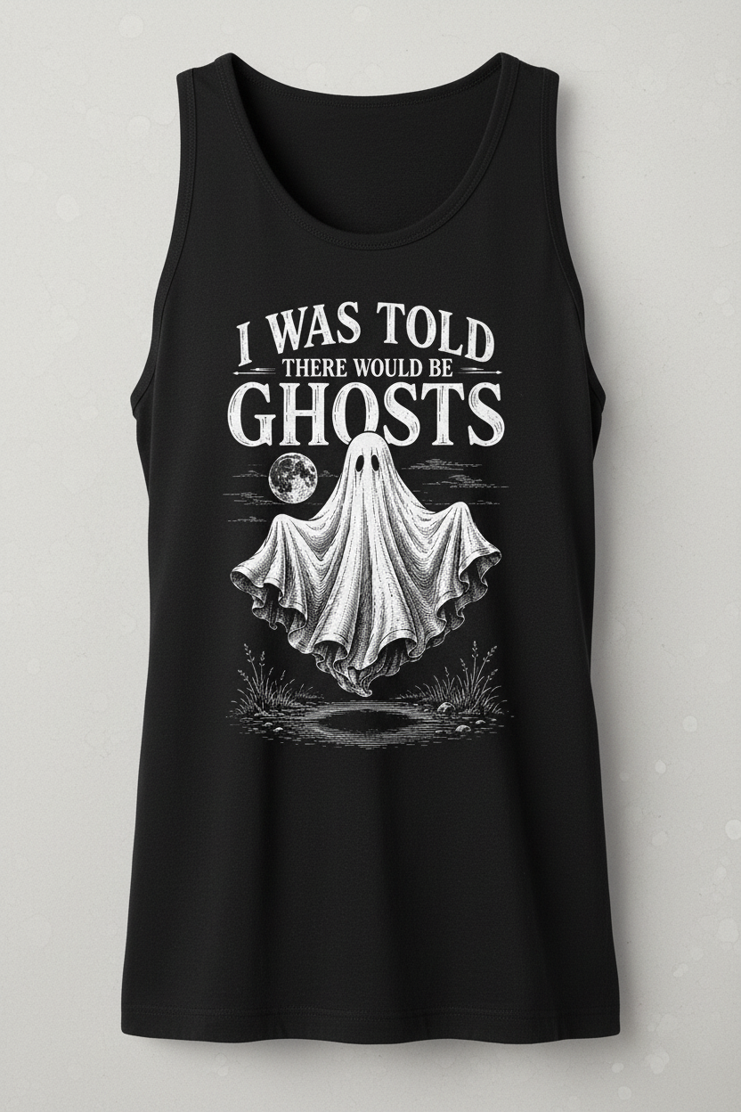 Funny I Was Told There Would Be Ghosts Tank Top - product mockup - Black