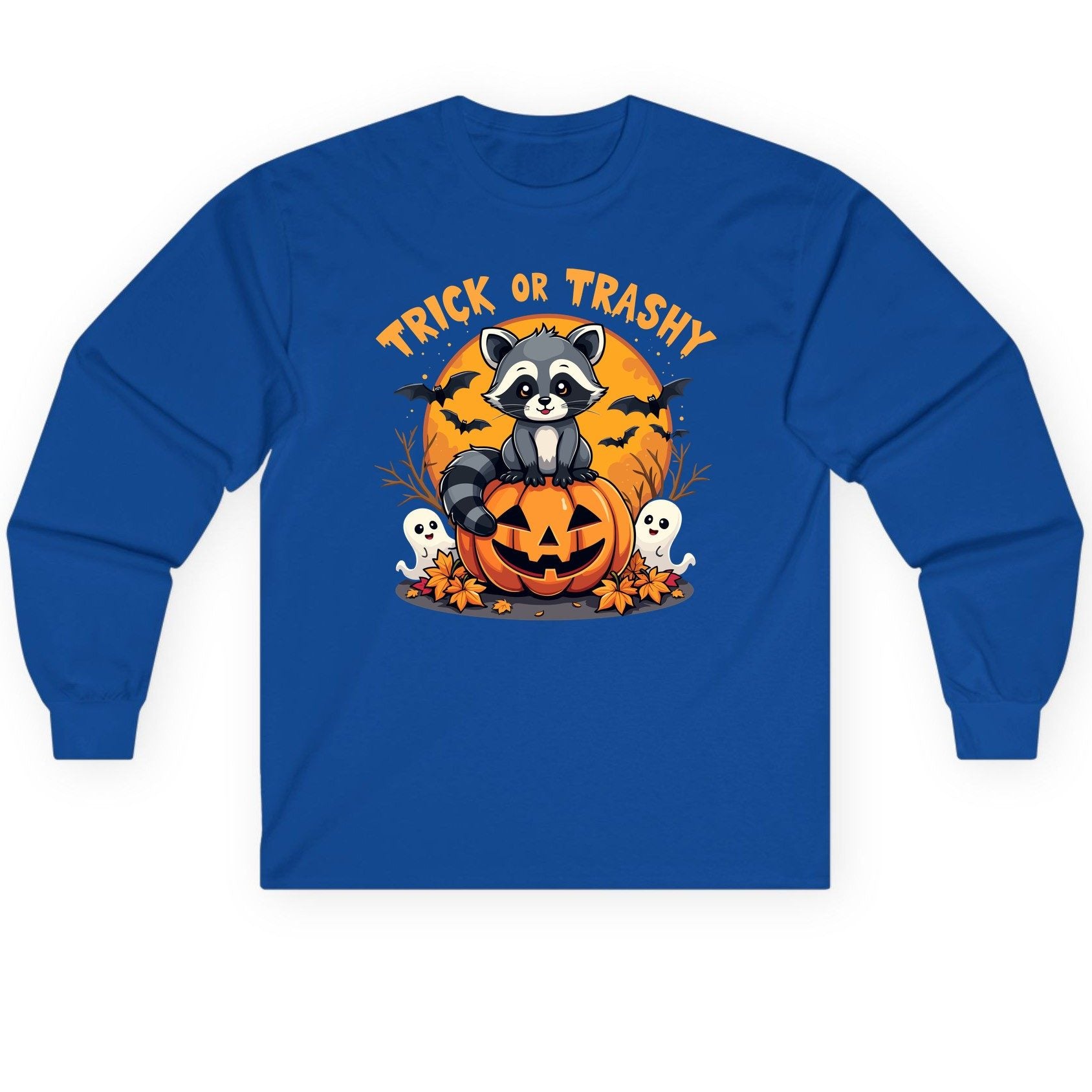 Trick or Trashy raccoon Long Sleeve Tee Royal product mockup