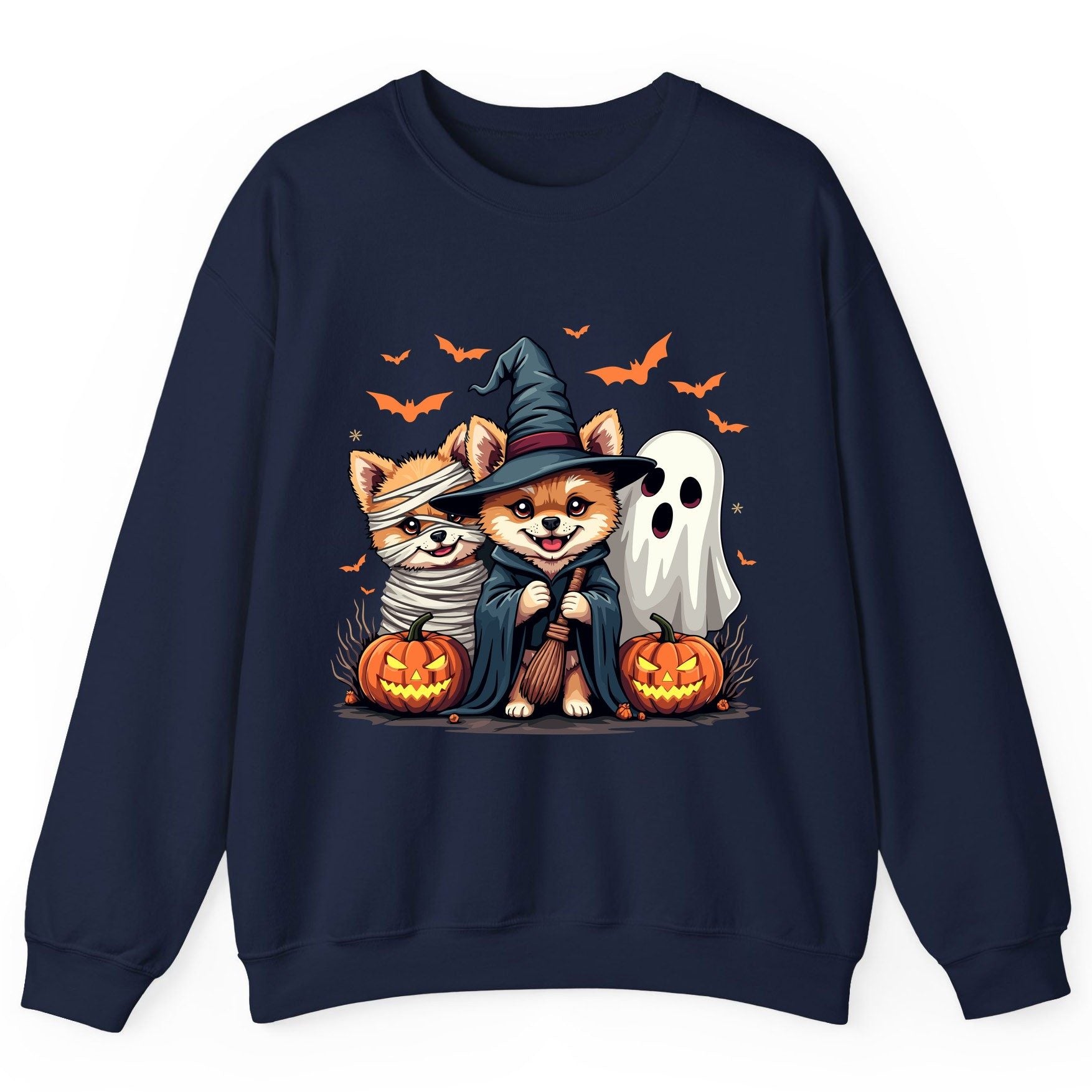 Cute Halloween Corgi Dogs Halloween corgis Sweatshirt Navy product mockup
