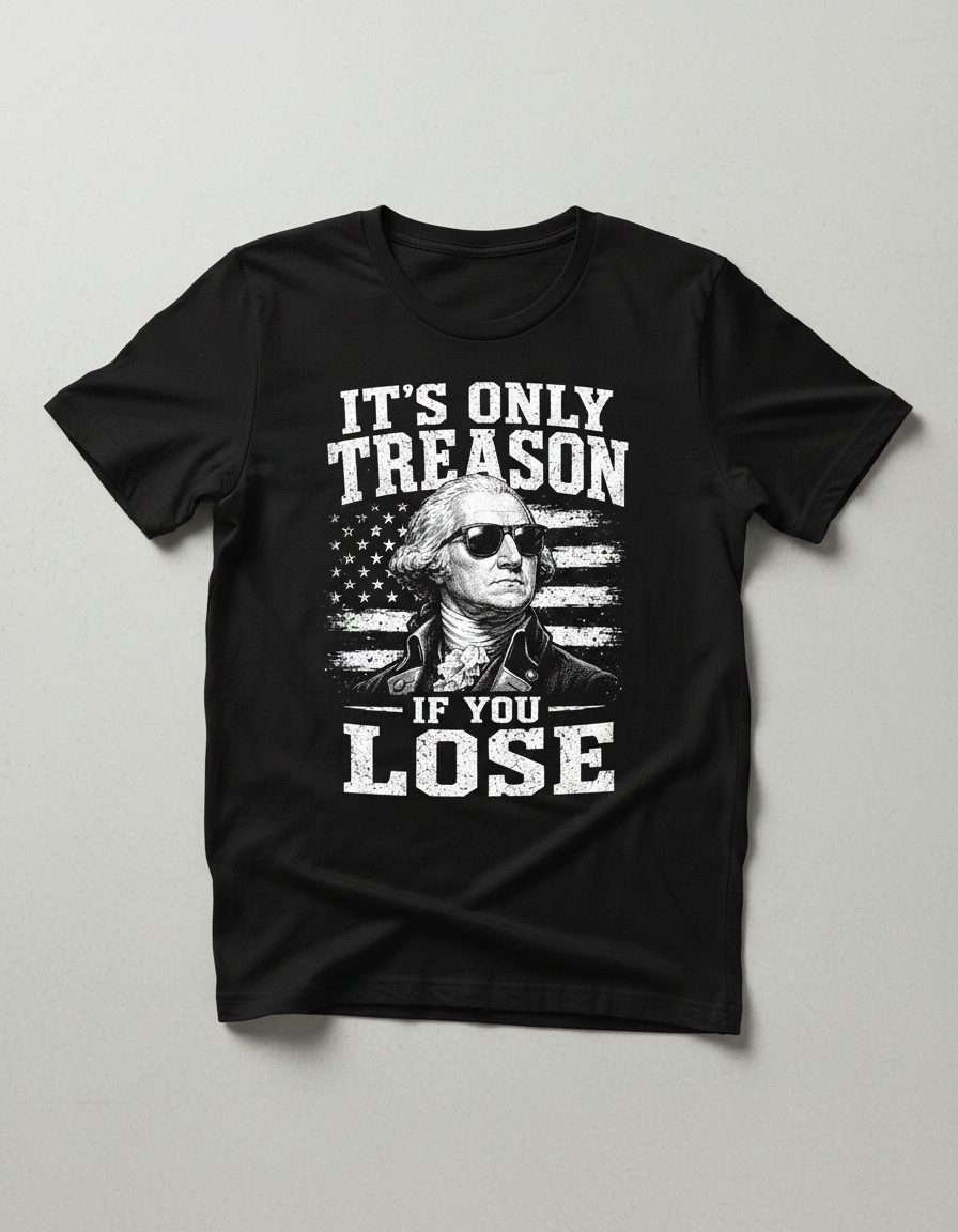 It's Only Treason If You Lose Funny Patriotic History T-Shirt - product mockup - Black