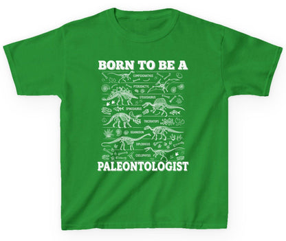 Born to Be a Paleontologist dinosaur skeletons Youth T-Shirt Irish Green product mockup