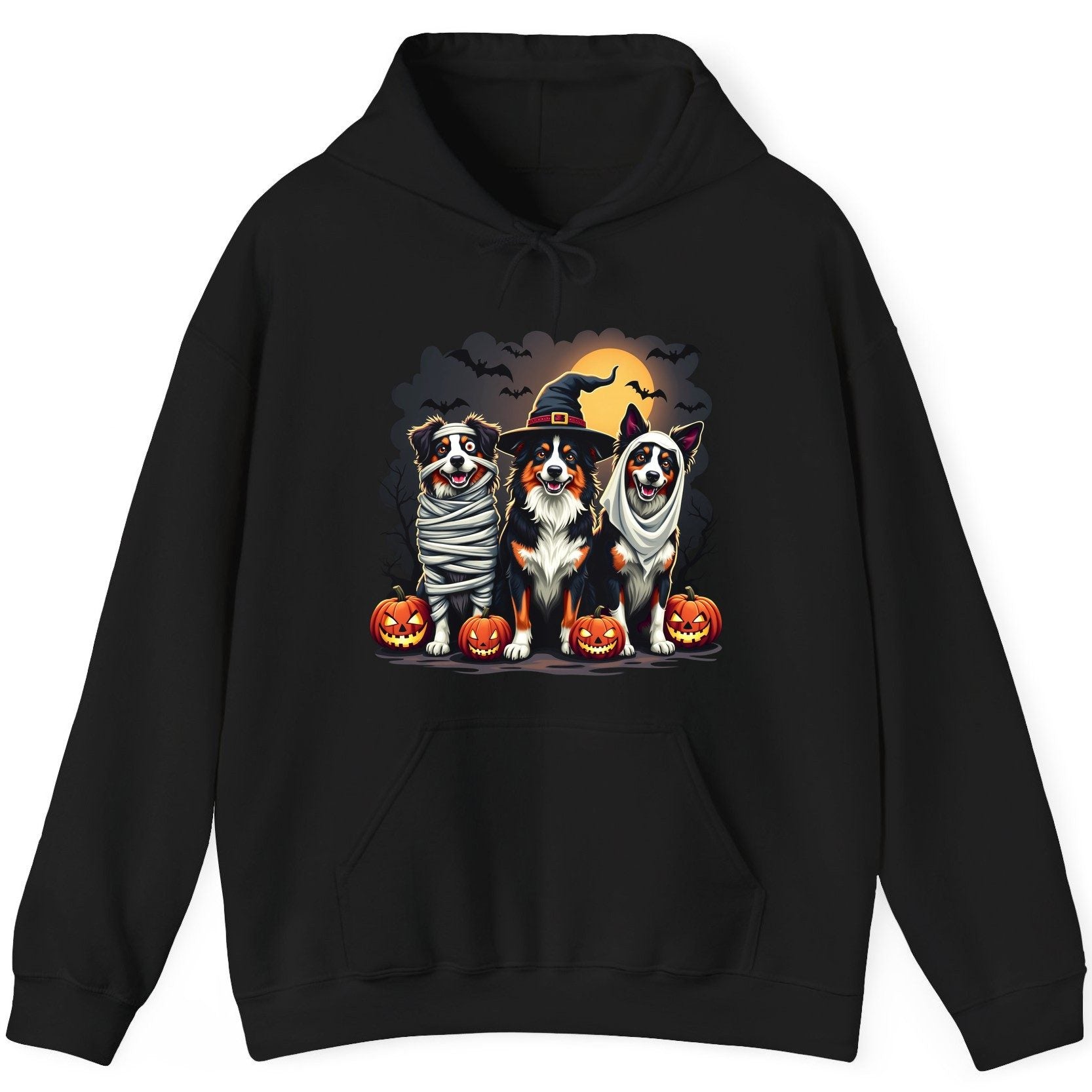 Australian Shepherd Halloween Dogs australian shepherd dogs Hoodie Black product mockup