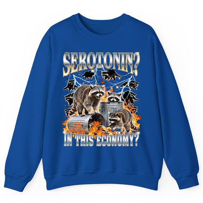 Serotonin in This Economy? raccoons Sweatshirt Royal product mockup