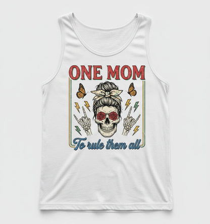 ONE MOM to Rule Them All Funny Skull Tank Top - product mockup - White