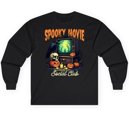 Spooky Movie Social Club Halloween Long Sleeve Tee Black product mockup