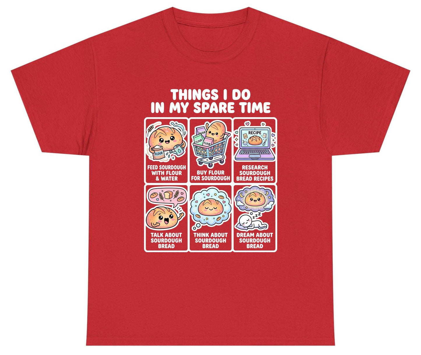 Things I Do in My Spare Time sourdough bread baking Youth T-Shirt Red product mockup