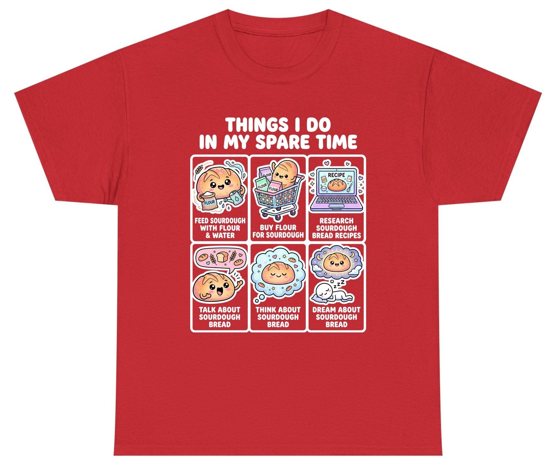 Things I Do in My Spare Time sourdough bread baking Youth T-Shirt Red product mockup