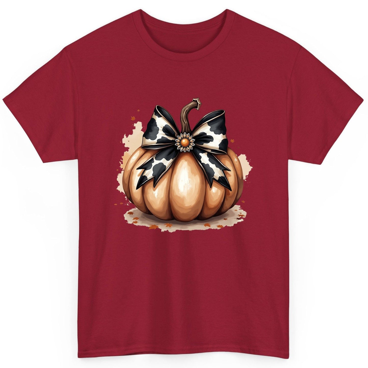Cow Print Bow Pumpkin pumpkin T-Shirt Cardinal Red product mockup