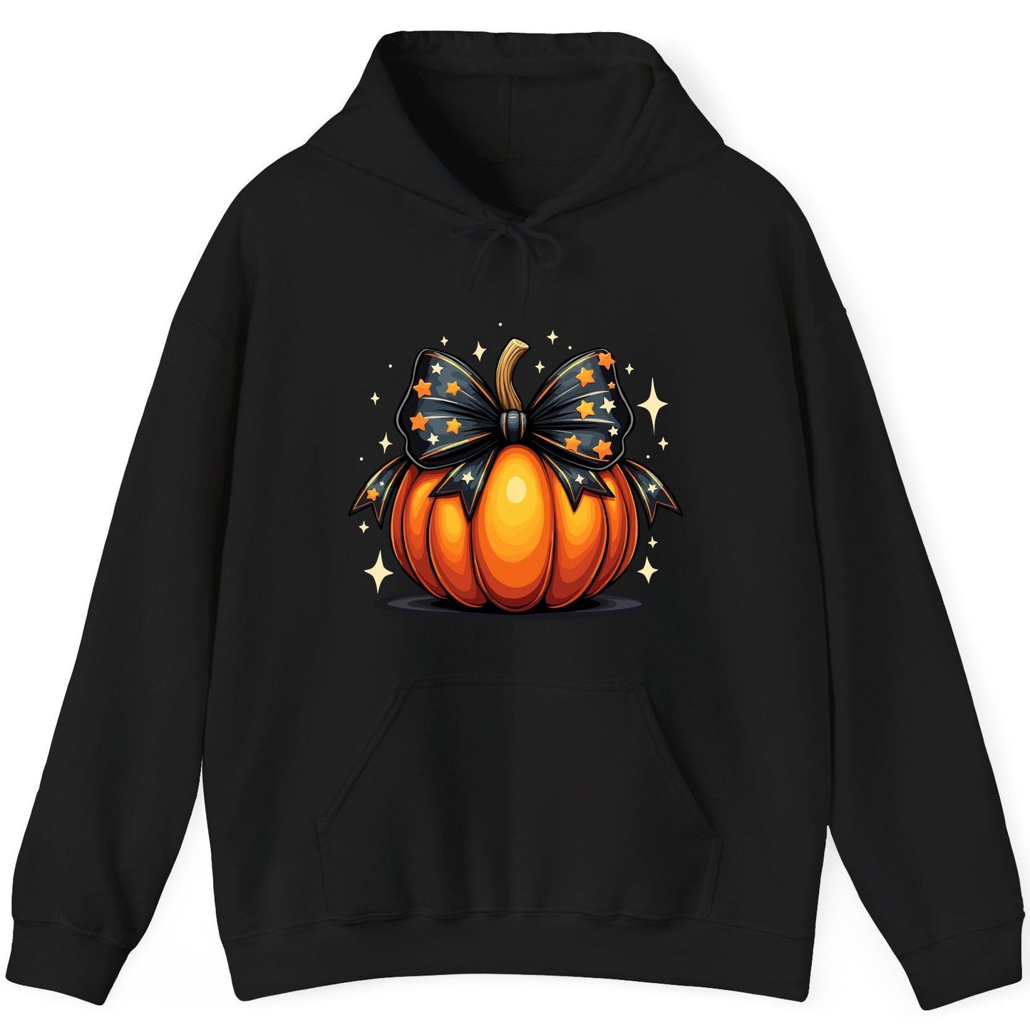 Starry Bow Pumpkin Halloween pumpkin Hoodie Black product mockup