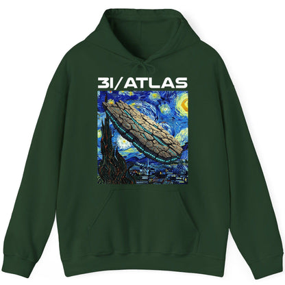 31 Atlas van gogh sci-fi mashup Hoodie Forest Green product mockup