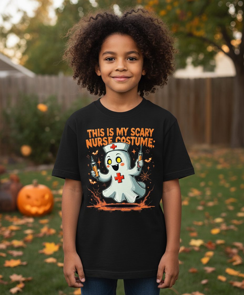 This Is My Scary Nurse Costume ghost nurse Youth T-Shirt Black lifestyle mockup