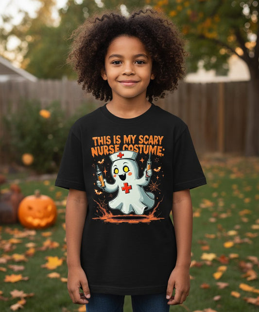 This Is My Scary Nurse Costume ghost nurse Youth T-Shirt Black lifestyle mockup