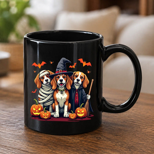Halloween Beagles Costume beagles in Halloween costumes Black Mug Black product mockup