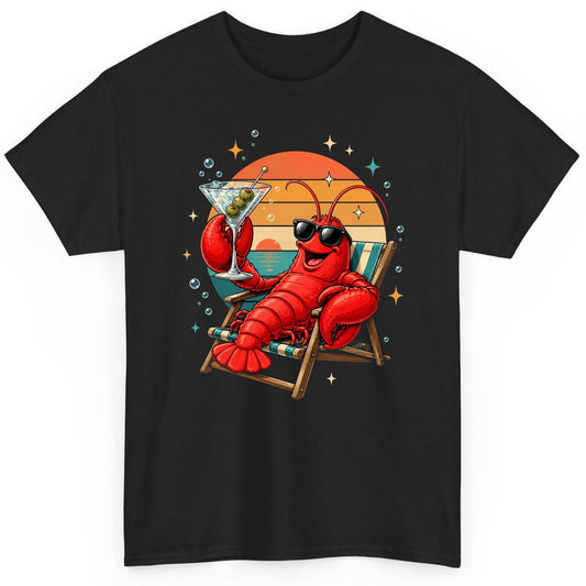 Funny Lobster Drinking Martini lobster T-Shirt Black product mockup