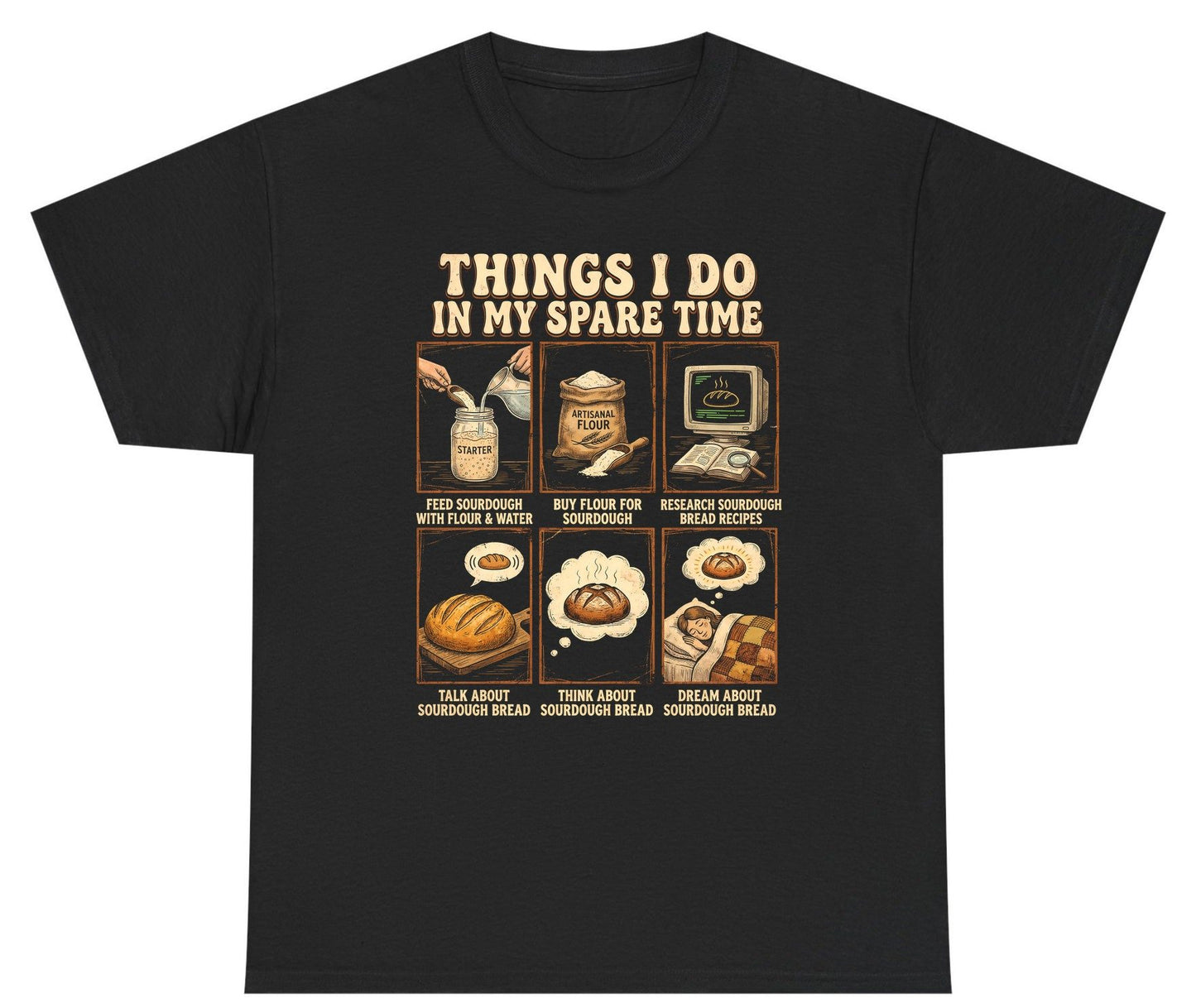 Things I Do in My Spare Time sourdough bread baking Youth T-Shirt Black product mockup