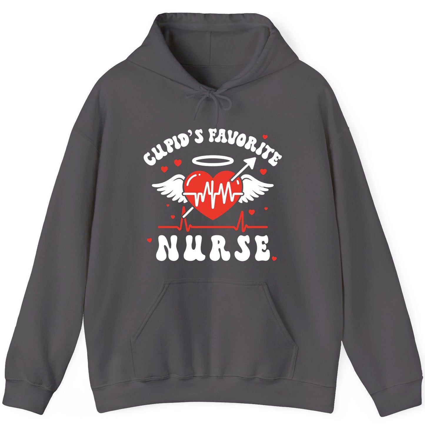 Cupid's Favorite Nurse nursing Hoodie Charcoal product mockup