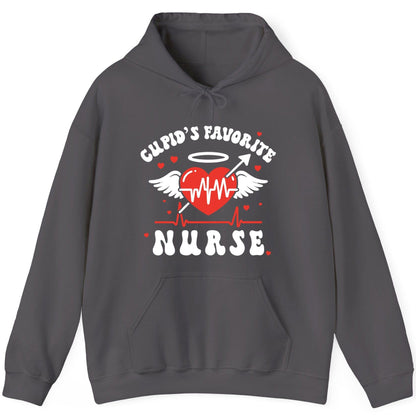 Cupid's Favorite Nurse nursing Hoodie Charcoal product mockup