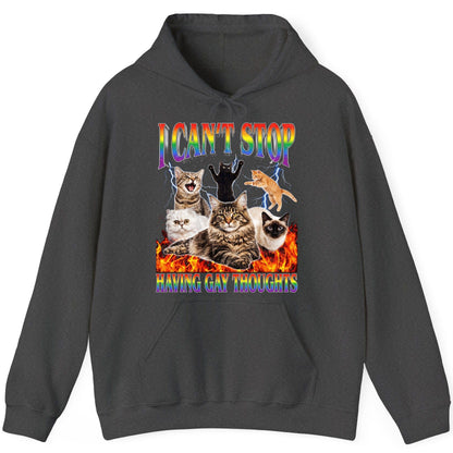 I Can't Stop Having Gay Thoughts cats Hoodie Dark Heather product mockup