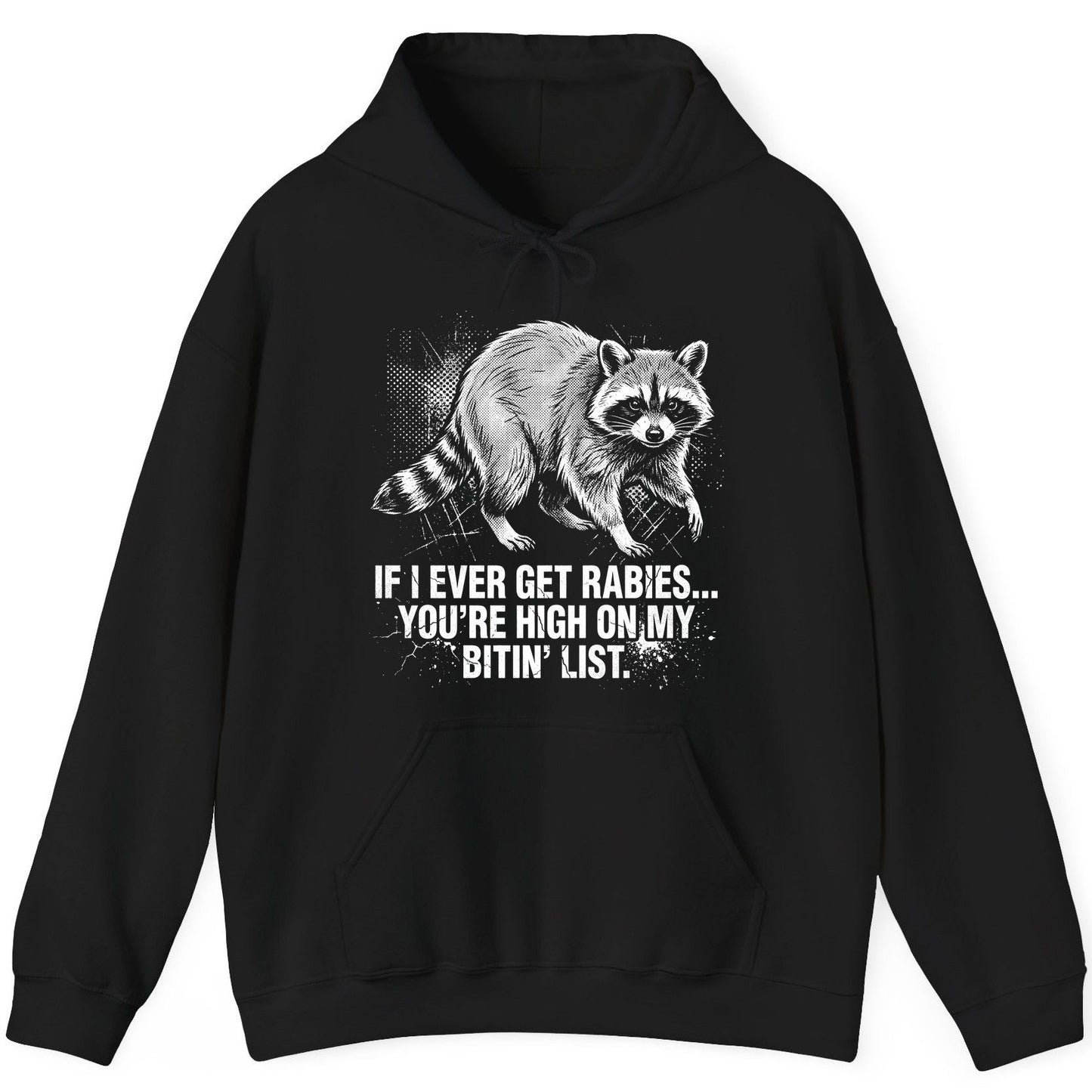 If I Ever Get Rabies You're High on My Bitin' List raccoon Hoodie Black product mockup