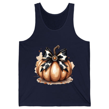 Cow Print Bow Pumpkin pumpkin Tank Top Navy product mockup