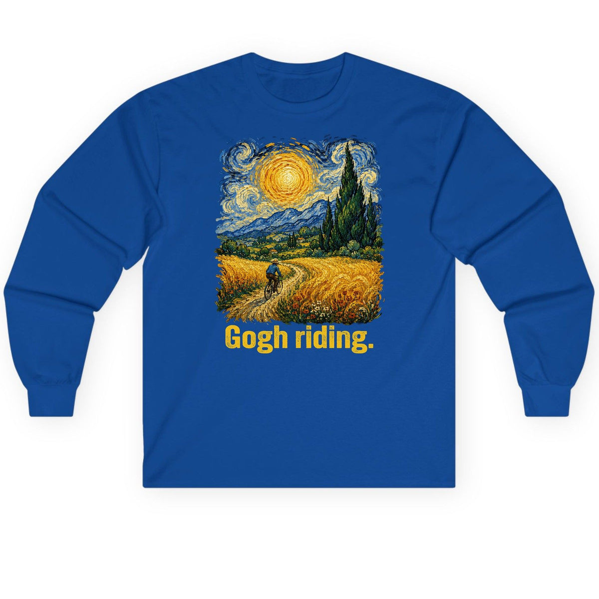 Gogh Riding art parody Long Sleeve Tee Royal product mockup