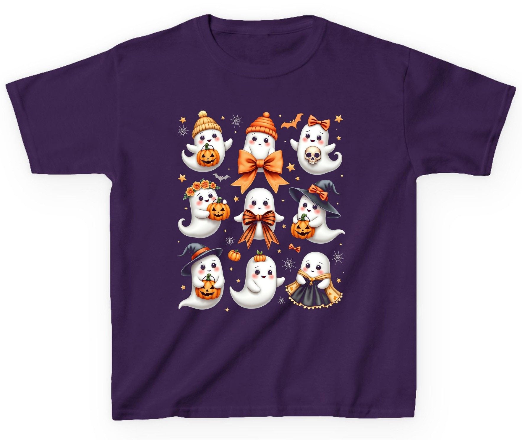 Cute Kawaii Ghosts Collection cute Halloween ghosts Youth T-Shirt Purple product mockup