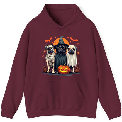 Halloween Pugs Costumes pugs Hoodie Maroon product mockup