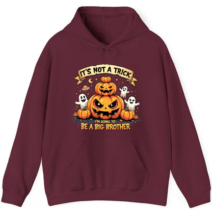 It's Not a Trick I'm Going to Be a Big Brother Halloween pregnancy announcement Hoodie Maroon product mockup