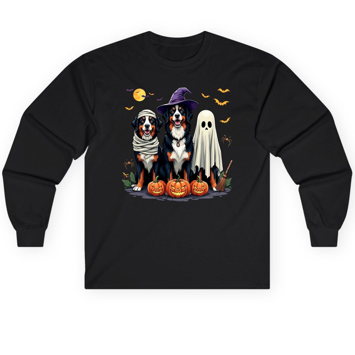 Halloween Bernese Mountain Dogs bernese mountain dog Long Sleeve Tee Black product mockup
